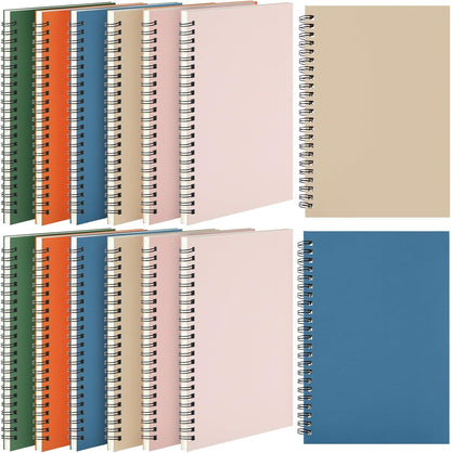 Leelosp 12 Pack Small Spiral Notebook Lined Spiral Journal College Ruled Notebook Wire Bound Kraft Cover, 120 Pages for Work (Multicolor,5.5 x 8.3 Inch)