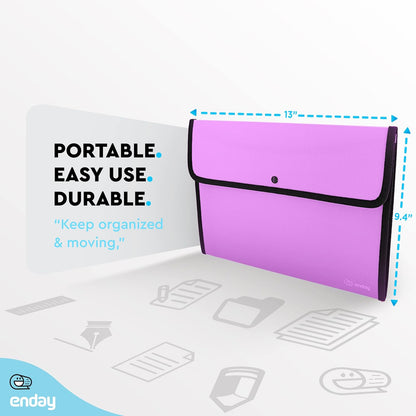 Square Flap Document Holder Blue, Expanding File Folder, A4 Letter Size Reusable Filling Envelopes, Snap Closure Wallet File Pouch Also Available in Pink, Purple, Green, Red, Grey, 1 Pc– By Enday