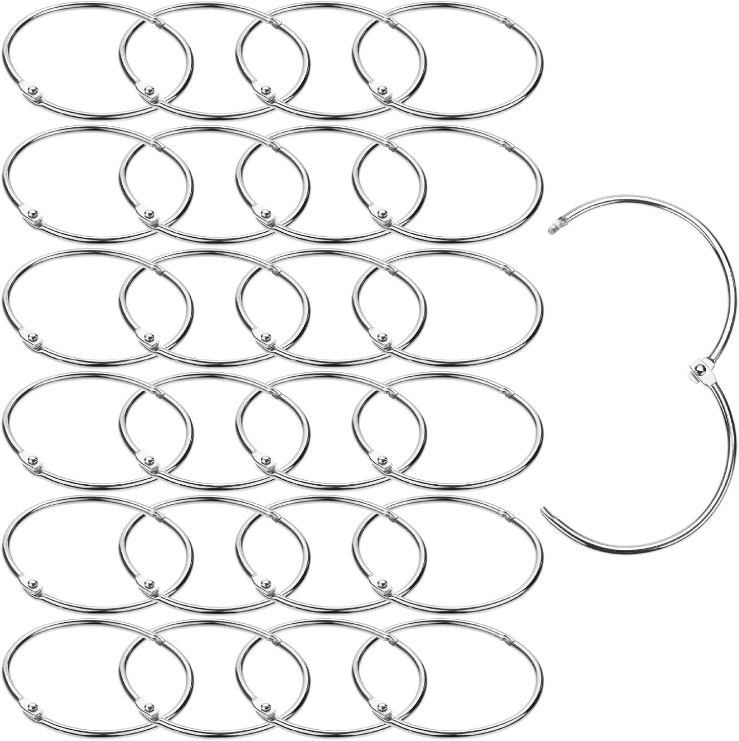 Mr. Pen- Loose Leaf Binder Book Rings, 5 Assorted Sizes (0.6", 1", 1.2", 1.5",2"), 36 Pack, Metal Binder Rings for Index Cards, Keychains, School, Home, Office, Silver