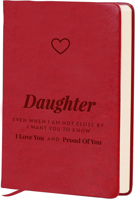 Daughter Journal Gift from Mom Unique, To My Daughter Leather Lined Journal,A5 Size(5.7" x8.3")200 Pages 100 GSM Thick Paper, Christmas Birthday Gift（Daughter Red）