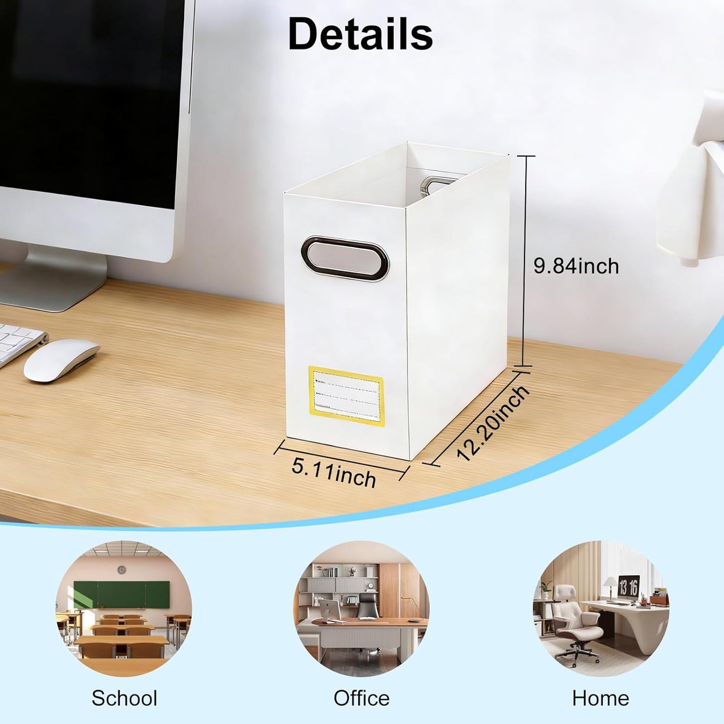 Collapsible File Organizer Box with Handle, Filing Organizer for Home or Office, Small Portable File Box(1 Pack, White)