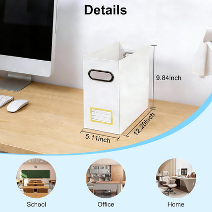 Collapsible File Organizer Box with Handle, Filing Organizer for Home or Office, Small Portable File Box(1 Pack, White)