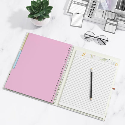 Rimilak Spiral Clipboards Folio with Refillable Lined Notepad, 14.5 x 9.8 In, Hardcover Cover with 5 Interior Pockets, Elastic Band and Pen Loop Series. Cute Stylish Clipfolio, Daisy Flower