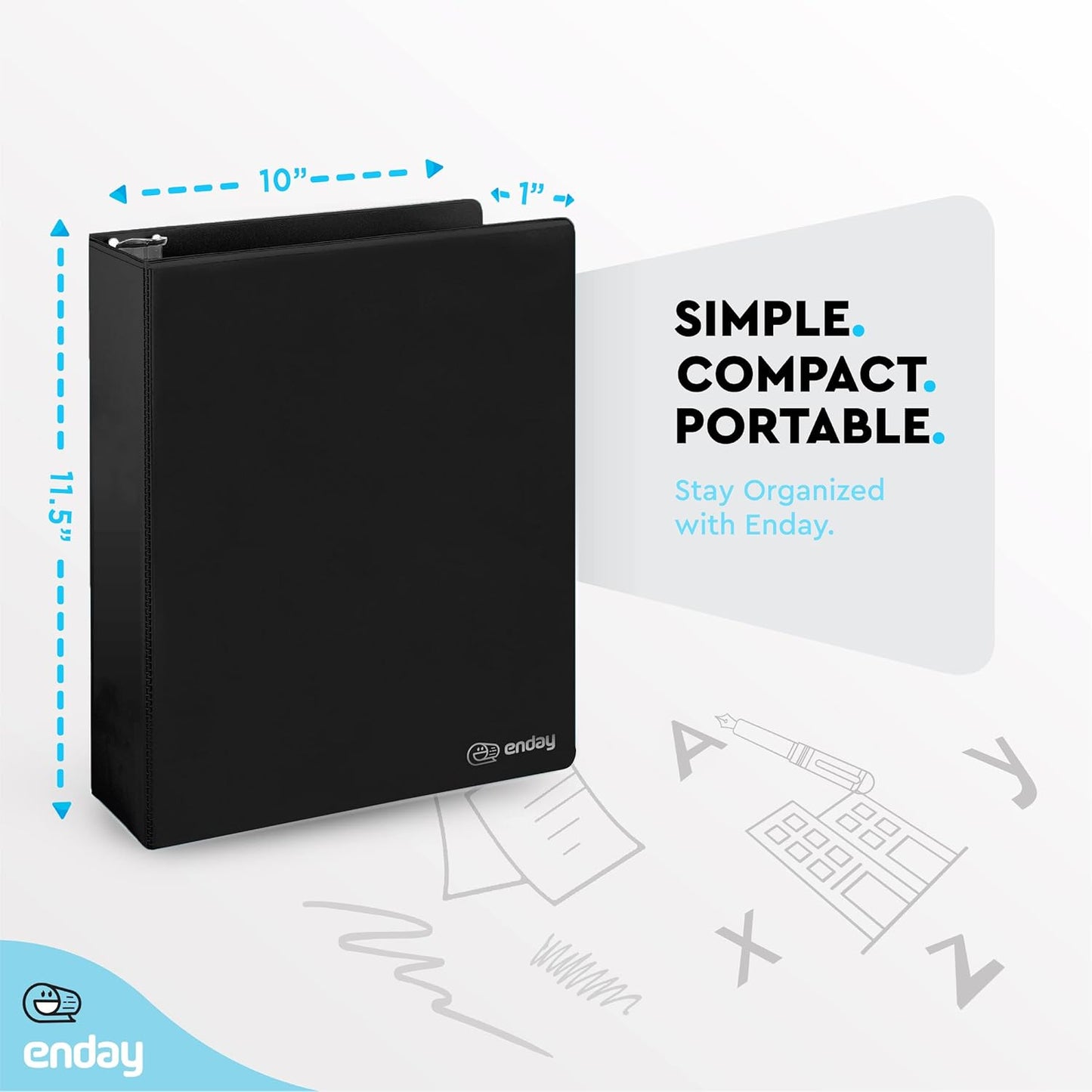 3 Inch Binder 3 Ring Binders Green, Slant D-Ring 3” Clear View Cover with 2 Inside Pockets, Heavy Duty Colored School Supplies Office and Home Binders – By Enday