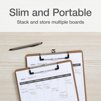 Oxford Brown Clipboards, Metal Clip with Plastic Corners, Writing Surface with Hanging Loop, Brown, 12.5" x 9", 6 Pack (25401)