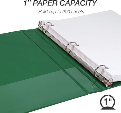Samsill 1.5 Inch 3 Ring Binders, Economy Round Ring, Clear View Cover, 325 Sheet Capacity - for School, Home, Office - White, 4 Pack