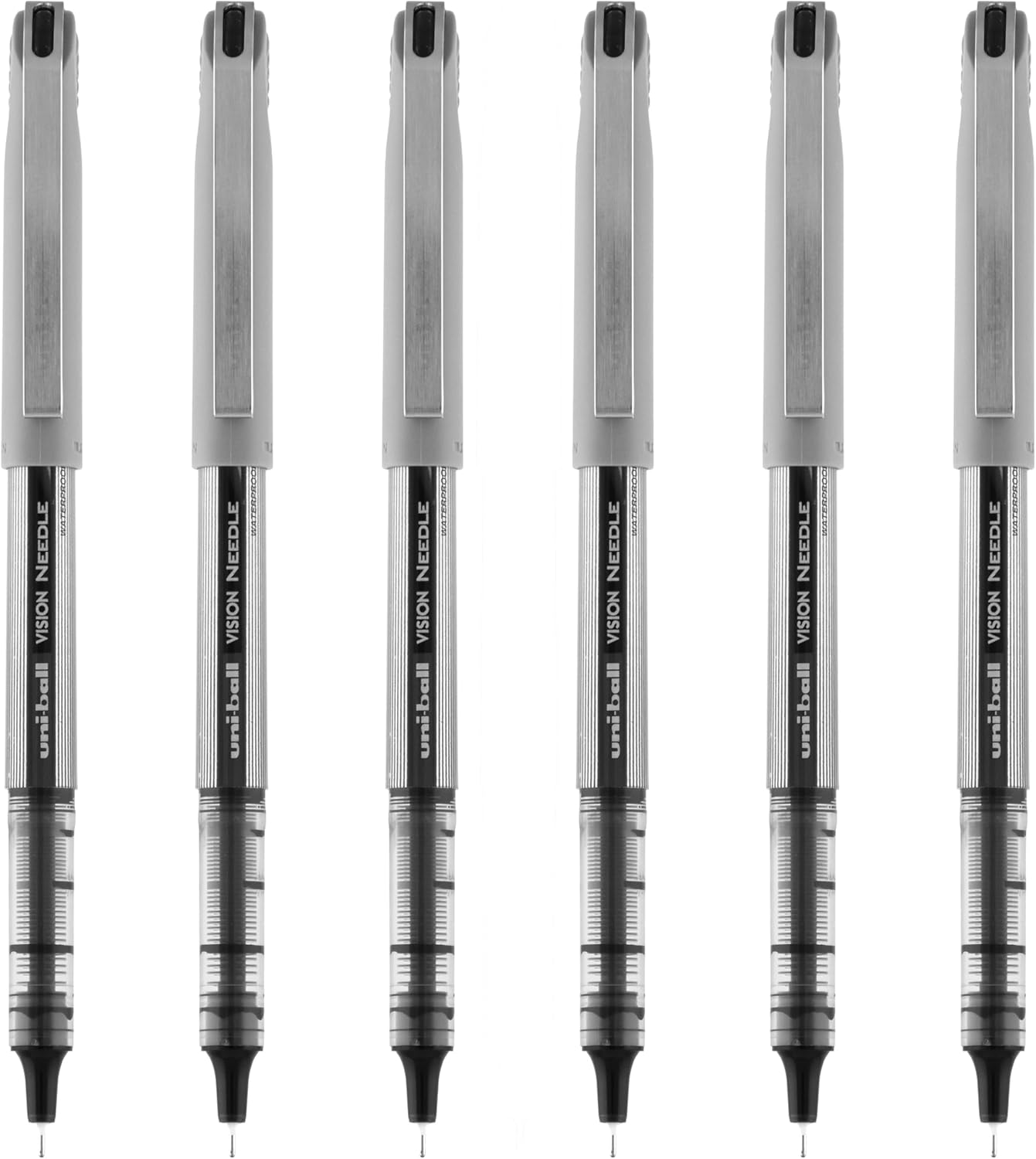 uniball Vision Needle Rollerball Pen, Fine Point (0.7mm), Red Ink, 6 Pens