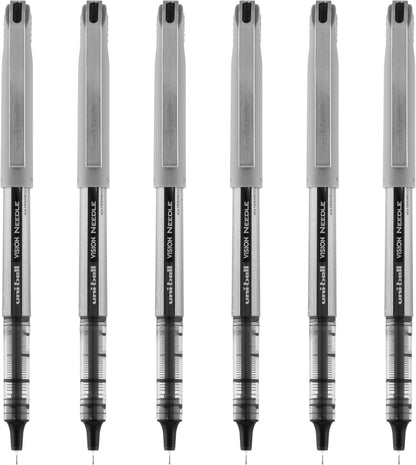 uniball Vision Needle Rollerball Pen, Fine Point (0.7mm), Red Ink, 6 Pens