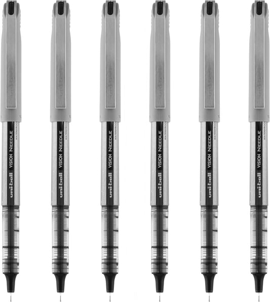 uniball Vision Needle Rollerball Pen, Fine Point (0.7mm), Red Ink, 6 Pens