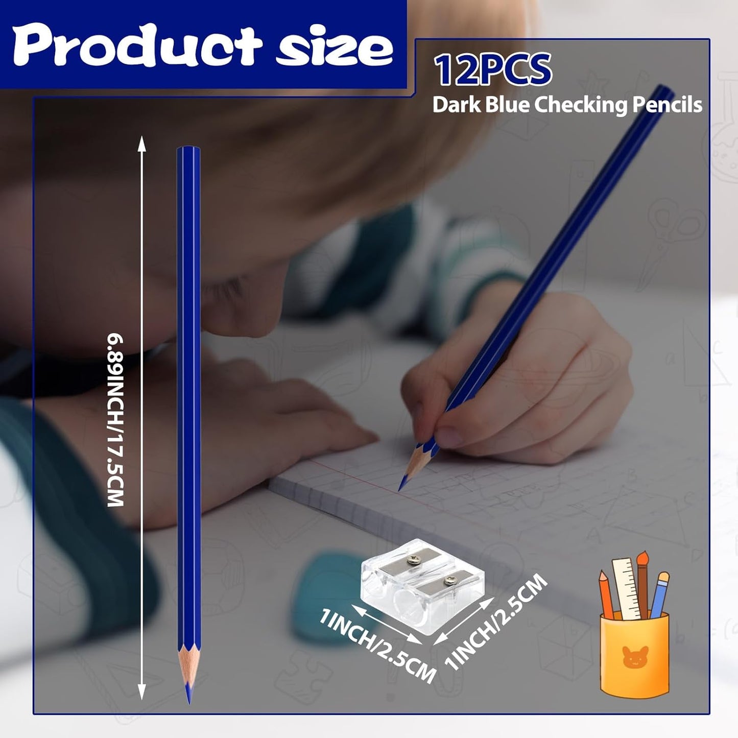 12 PCS Dark Blue Colored Pencils, Pre-sharpened Professional Wooden Art Pencils Set for Artists Painting | Premium Drawing Sketching Supplies (Dark Blue)