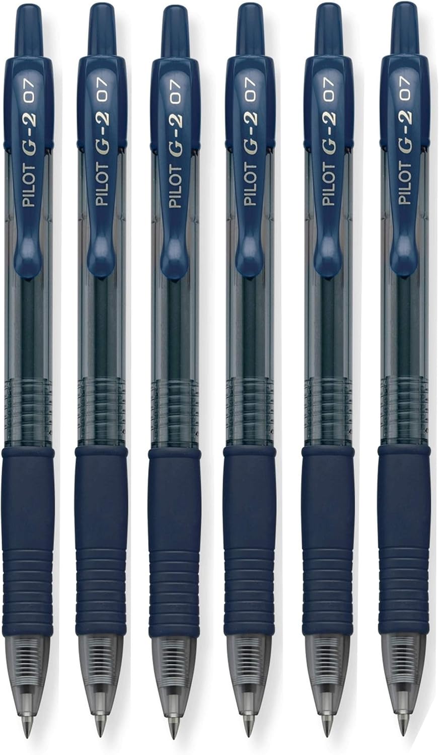 Pilot G2 Retractable Premium Gel Ink Roller Ball Pens Fine Pt, Navy Blue, Pack Of 6