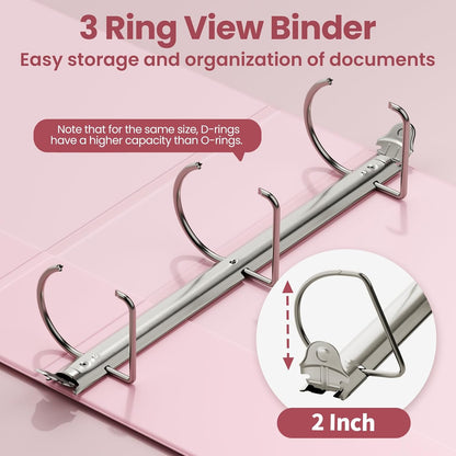 SUNEE 3 Ring Binder 2 Inch, Clear View Binder Three Ring PVC-Free (Fit 8.5x11 Inches) for School or Office Supplies, Light Purple, 1 Pack
