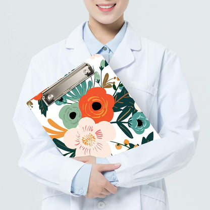 Hongri Clipboard Folio with Refillable Lined Notepad and Interior Storage Pocket for Students, Classroom, Office, Women, Man, Cute Custom Pattern, Size 12.8 x 9.2 in, Classic Flower