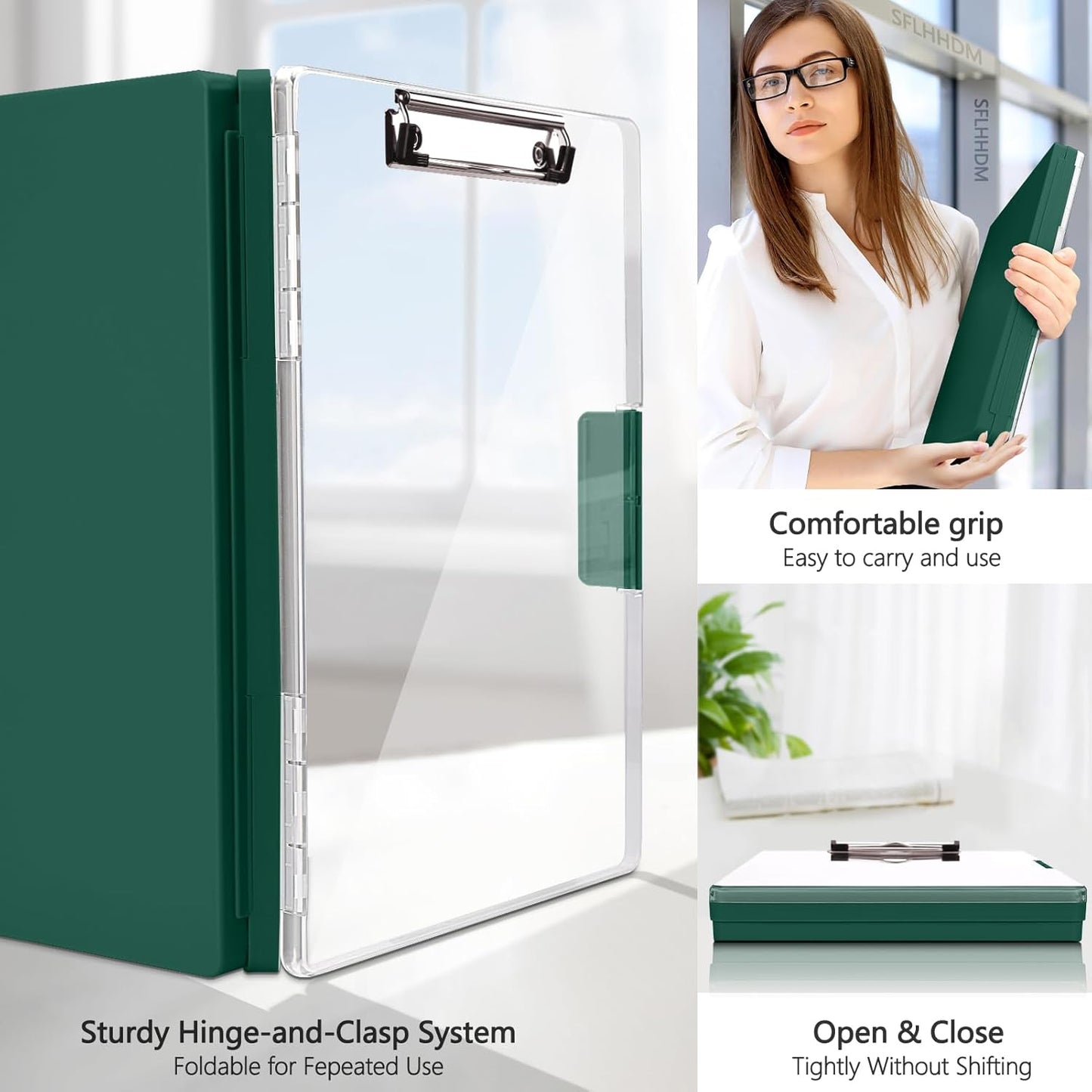 SFLHHDM Clipboard with Storage,Heavy Duty Clip Boards 8.5x11 with 2 Storage Case,Clear Visible Panel Storage Clipboards,Side Opening Nursing Clipboard Folder for Office Supplies-Light Purple