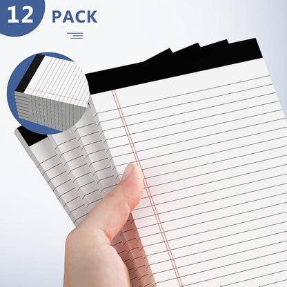 Nichela 5" x 8" Note Pads 12 Pack of Legal Pads 30 Sheets Notepad College Ruled Small Writing Pads Perforated Pages Paper Pads 80GSM Heavyweight Paper Note Pads for Home, Office, or School