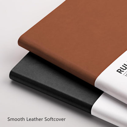 RETTACY Lined Journal Notebook, 2-Pack, 204 Numbered Pages per Pack, B5 Medium 7.6" × 10", Leather Softcover, 100 GSM Thick Paper, for Writing, Work, School (Black & Dark Green)