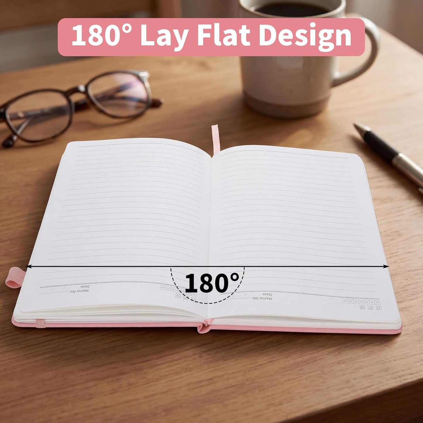 Thboxes 80 Sheets Lined Journal Notebook, 5.7" X 8.3" Hardcover Executive Notebook for Student Worker Women Men, Notepads Journals for Writing Travel & Organization, Nurses Week Gifts, Pink