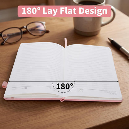Thboxes 80 Sheets Lined Journal Notebook, 5.7" X 8.3" Hardcover Executive Notebook for Student Worker Women Men, Notepads Journals for Writing Travel & Organization, Nurses Week Gifts, Pink