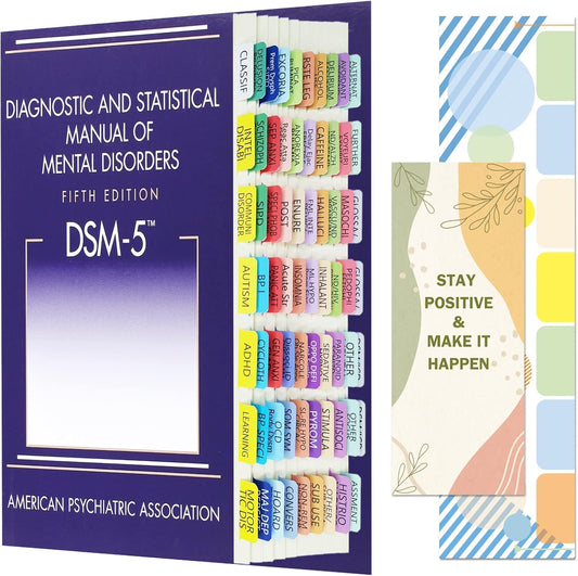 Index Tabs for DSM-5, Color-Coded and Laminated, with 11 Blank Tabs, Alignment Guide and Inspirational Bookmark Included, Tear-Resistant & Waterproof