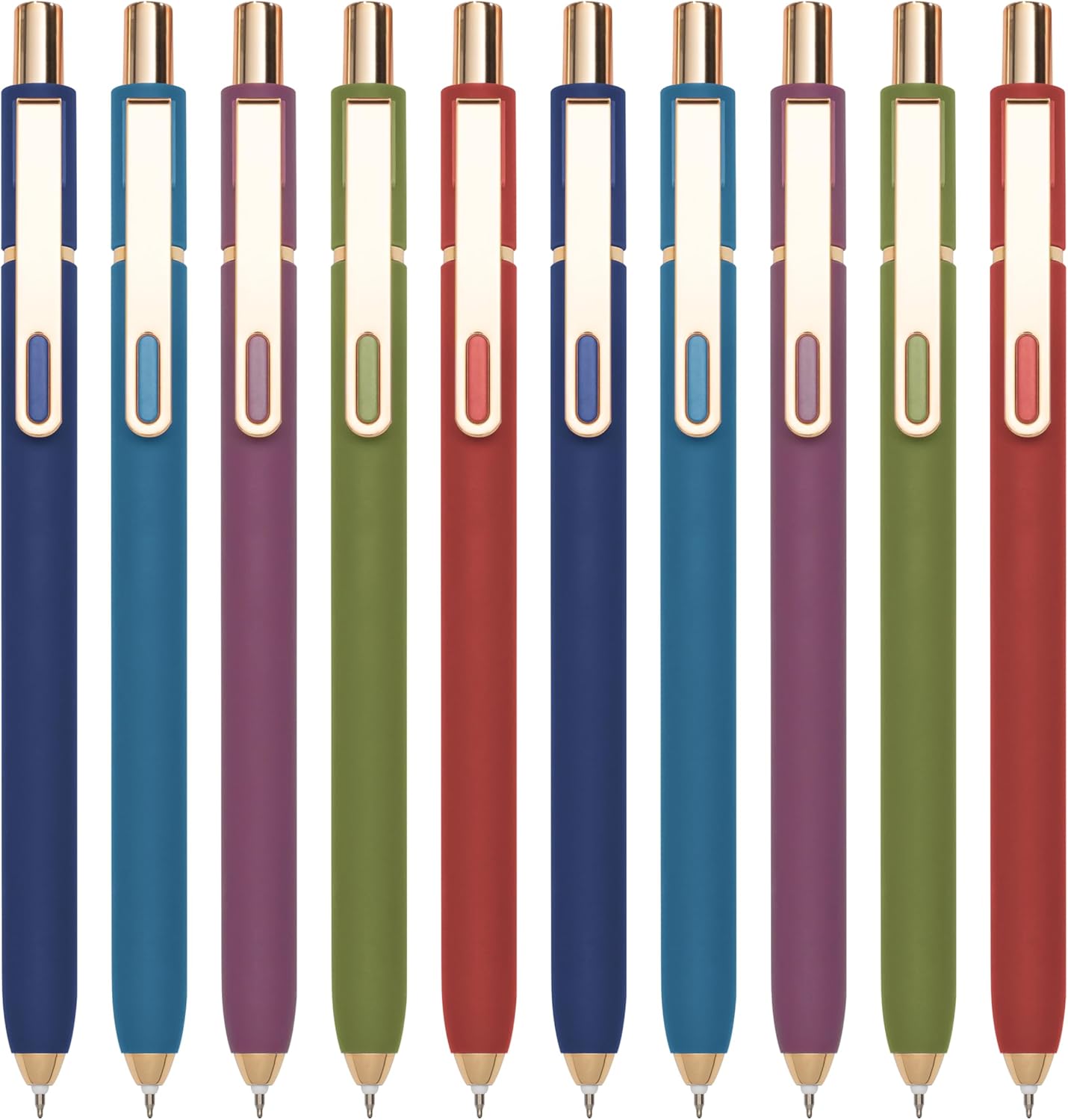 Linbsunne Gel Pens Black Ink Pens for Office 0.5mm Fine Point Pen Smooth Writing Retractable (Metal gold clip-10 pcs)