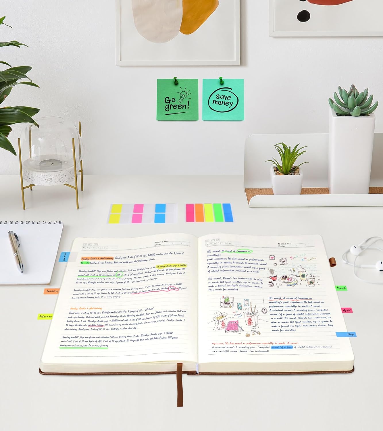 Lined Journal Notebook -365 Pages A5 Thick Journals for Writing Ruled Notebook, Hardcover Leather Journal for Women Men Daily Journal Notebook for Work, Note Taking, 100Gsm Lined Paper( 5.75'' X 8.38'' Green)