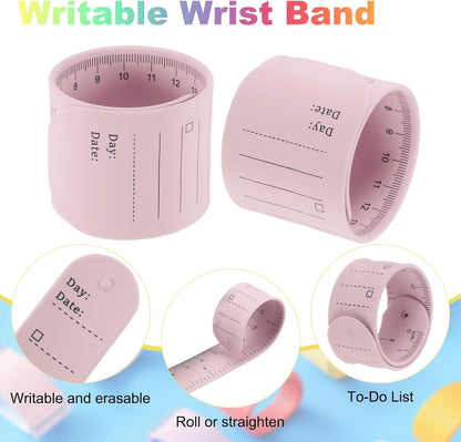 uxcell 2Pcs Writable Wrist Band, 9.45" x 1.18" Waterproof Slap Bracelet Reusable Writable Erasable to Do List Silicone Memo Wrist Bands for Planner Reminder (White)
