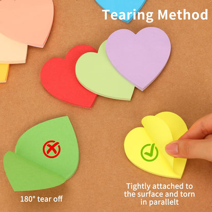 Heart Sticky Notes, 16 Colors 60 Sheets/Pad, 960 Sheets Shape Sticky Pad, Cute Memo Pads Colorful Self-Sticky Note Pads for Valentine Gifts