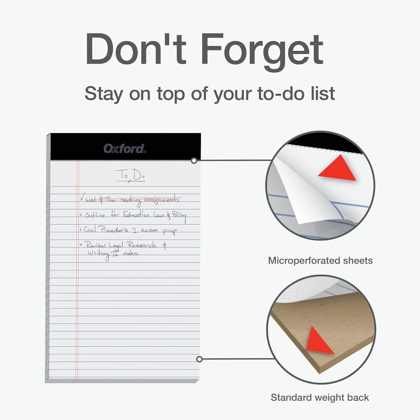 Oxford 5 x 8 Inch Legal Pads, 3 Pack, Narrow Ruled on Both Sides, White Lined Paper, 50 Perforated Sheets Per Writing Pad, Proudly Made in the USA (1017034)