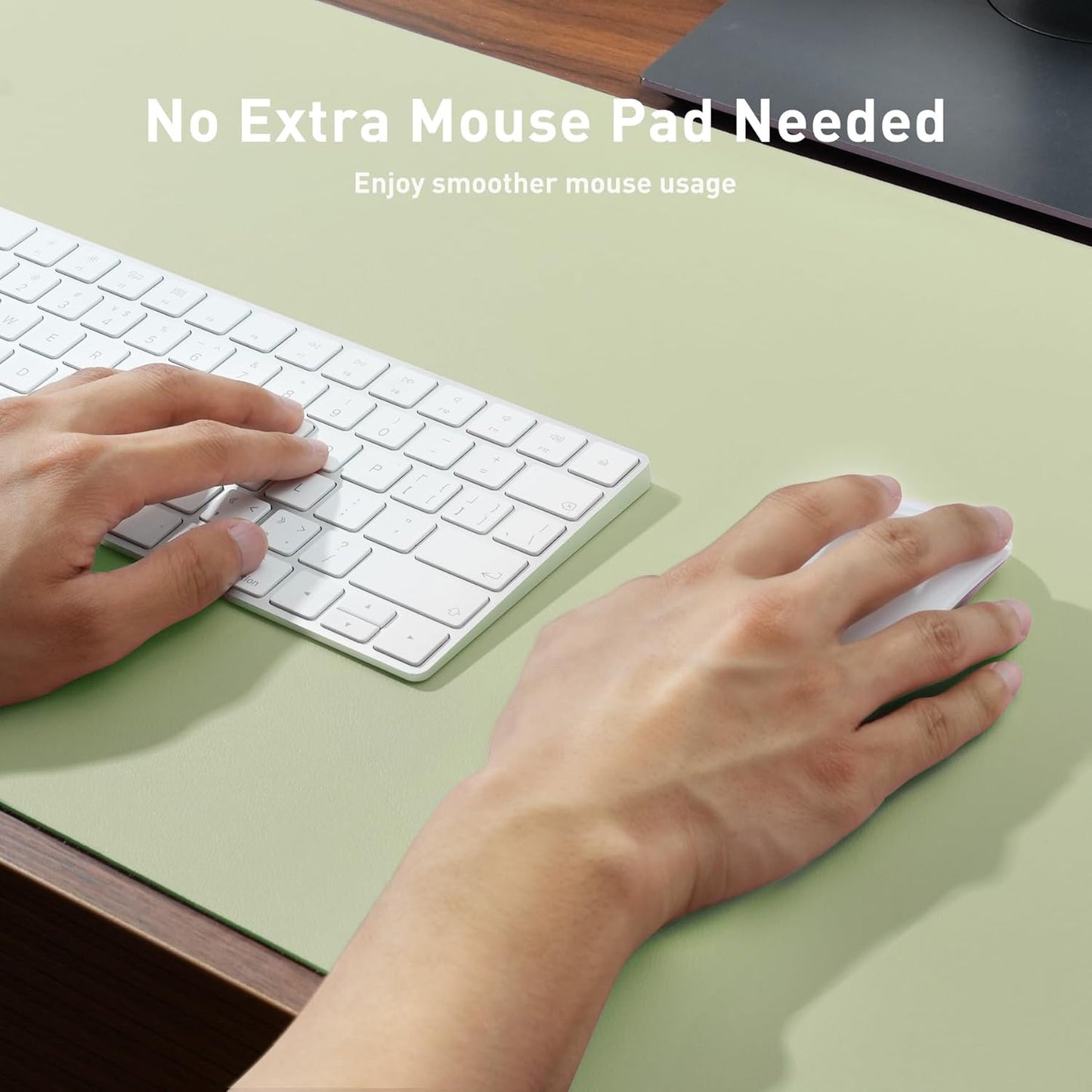 Aothia Non-Slip Waterproof PU Leather Desk Pad Protector for Mouse, Writing Desk, Office, Home, Laptop Blotter, 23.6" x 13.7", Black - Colors A