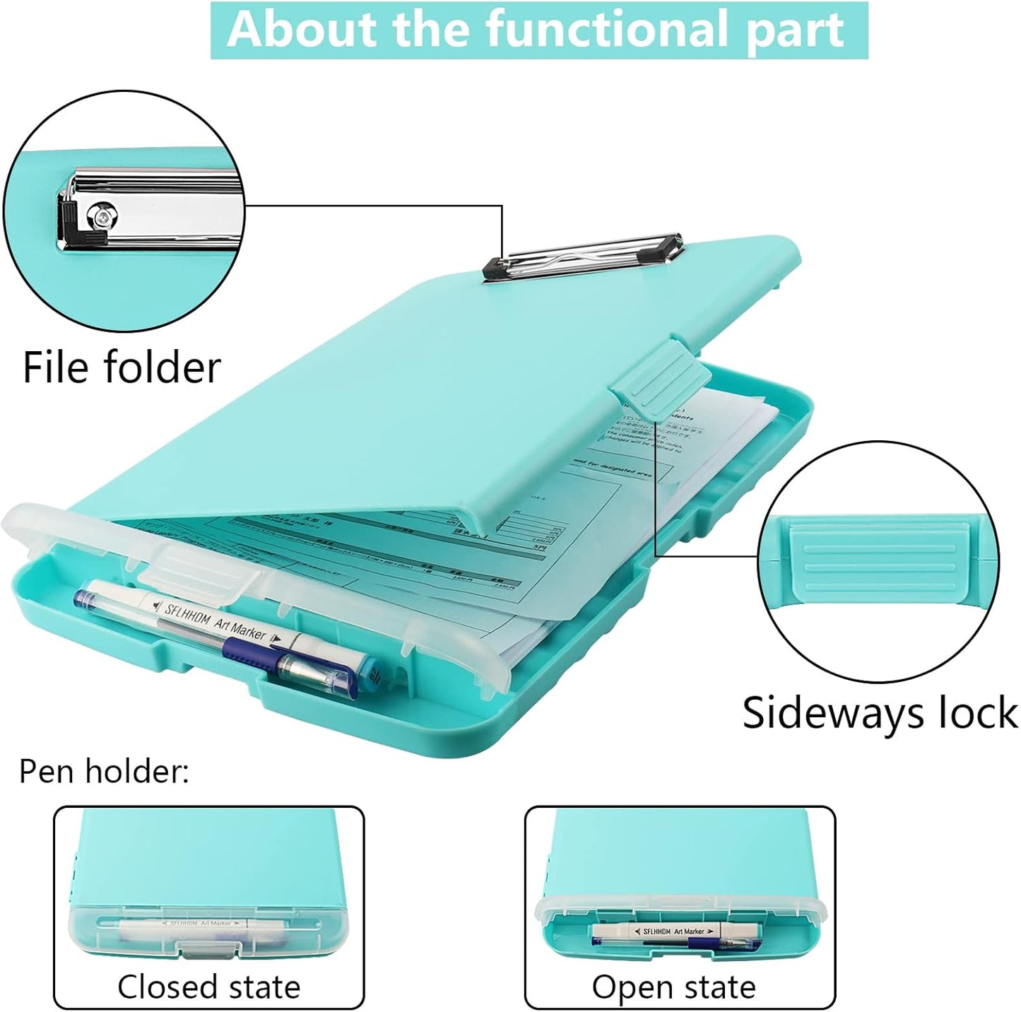 SFLHHDM Purple Clipboard, Clip Boards 8.5x11, Teacher Clipboards with Storage, Plastic Clipboard with Pen Holder, Clipboards Storage for Women Teachers Work, School & Office Supplies