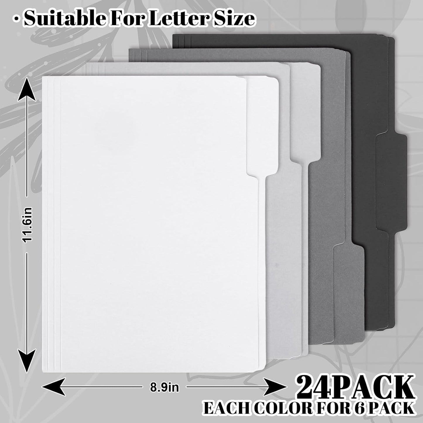Whaline 24 Pack Dusty Blue File Folders Letter Size Gradient Blue File Pockets with 1/3 Cut Tab 8.9 x 11.6 Inch 4 Colors Documents Folders for Home Office Classroom Supplies