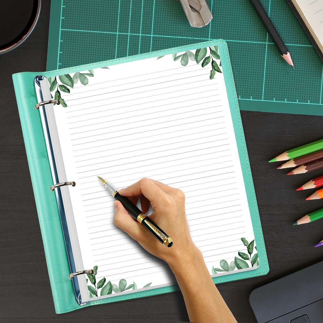 Stationery Lined Paper, Letter Size Unpunched Ruled Filler Paper, 100Sheets/200Pages Loose-Leaf Line, 100gsm, 8.5'' x 11'', Leaf