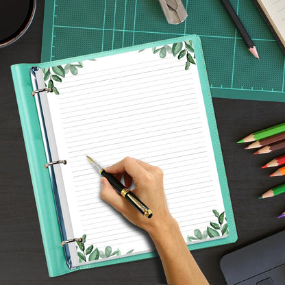 Stationery Lined Paper, Letter Size Unpunched Ruled Filler Paper, 100Sheets/200Pages Loose-Leaf Line, 100gsm, 8.5'' x 11'', Leaf