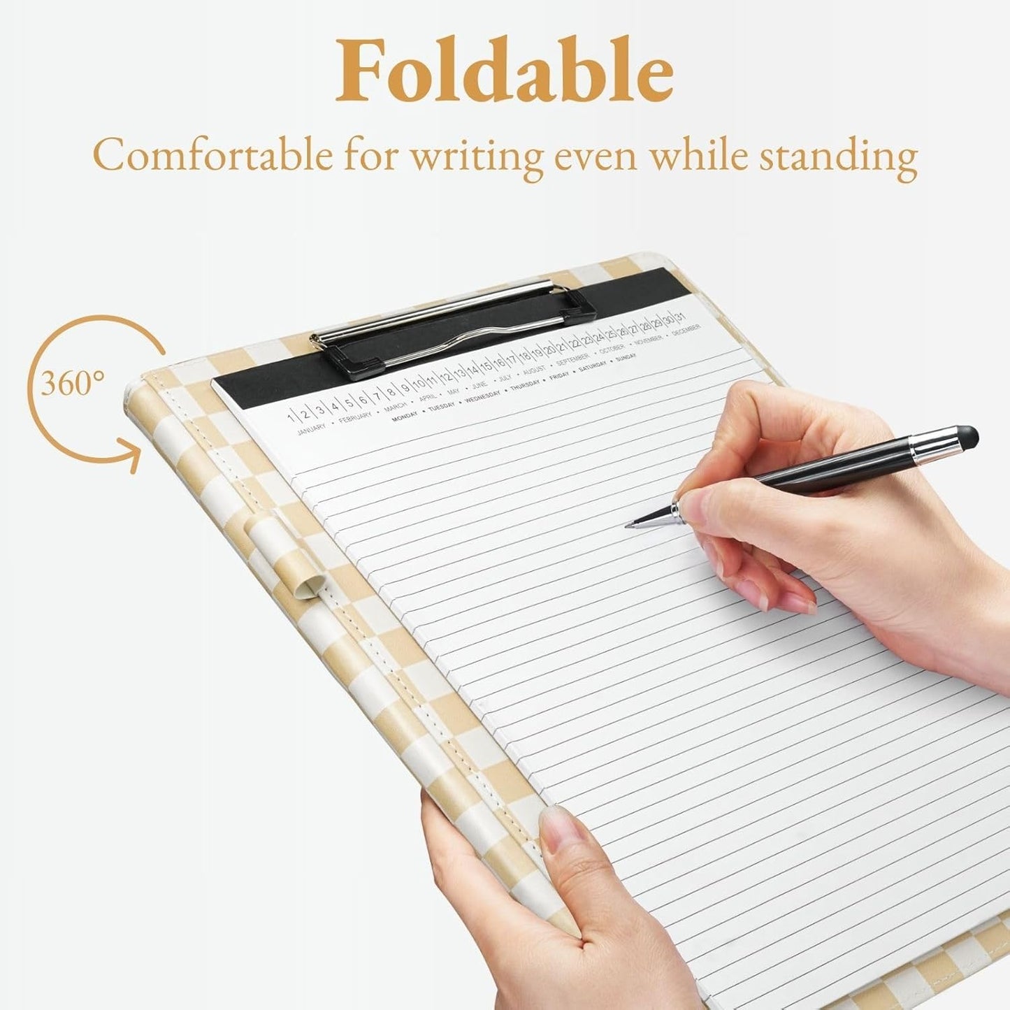 Mymazn Padfolio Portfolio Folder, Faux Leather Interview Resume Folder with Document Organizer & Business Card Holder, Letter-Sized Notepad Legal Pad Holder for Men Women (Sage Green)