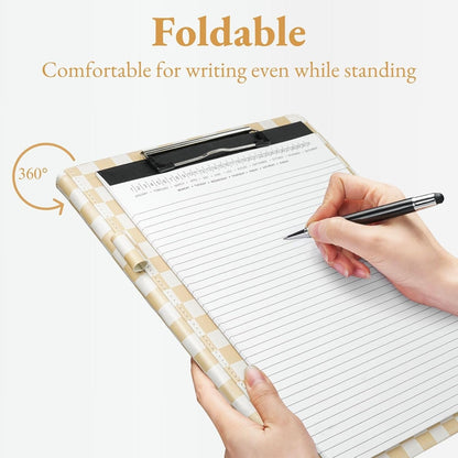 Mymazn Padfolio Portfolio Folder, Faux Leather Interview Resume Folder with Document Organizer & Business Card Holder, Letter-Sized Notepad Legal Pad Holder for Men Women (Sage Green)