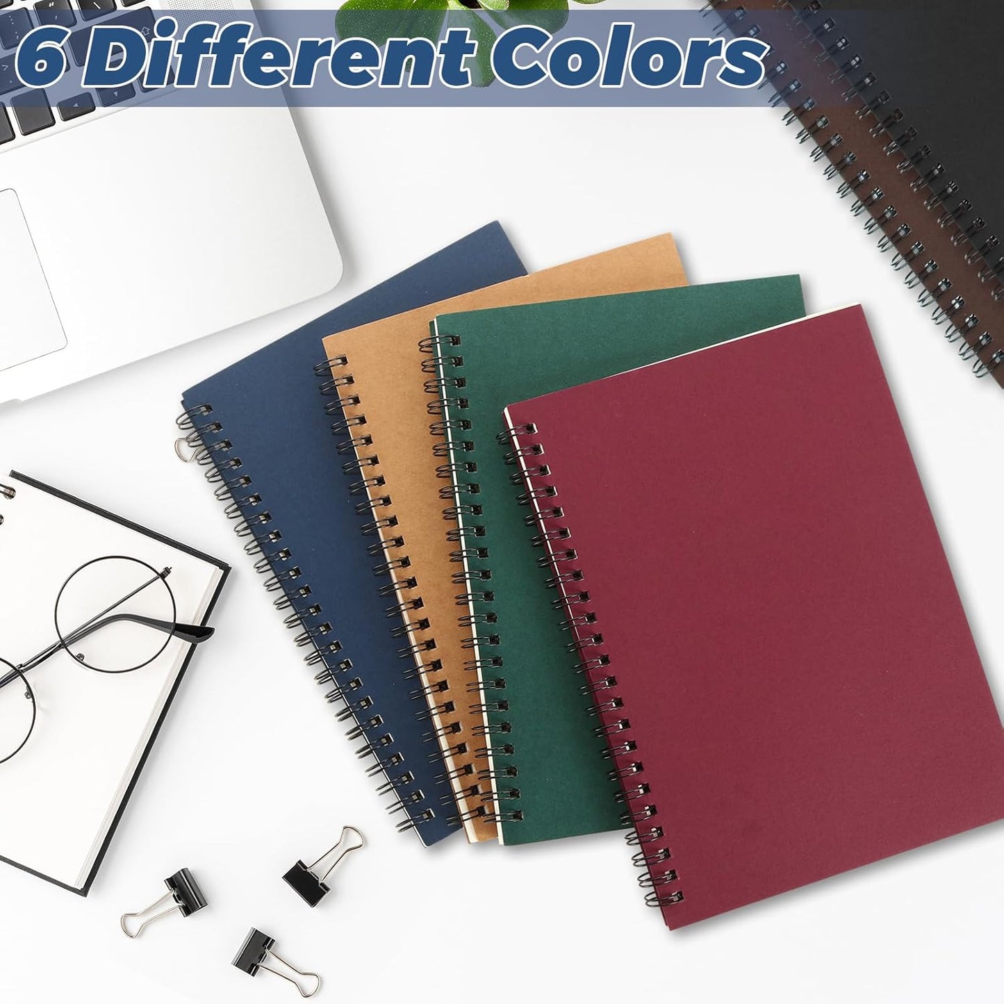 MIVIDE 24 Pack A5 Bulk Spiral Notebooks with Kraft Cover, 8.3 x 5.8 Inch 120 Pages Hardcover Spiral Lined Notebook Journal, Lined Travel Bulk Writing Notebook for School Office Supplies(Black, Kraft)