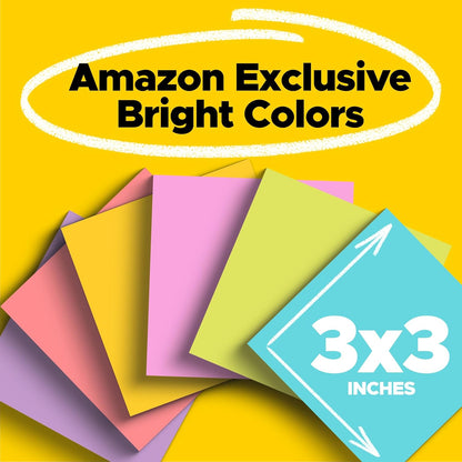 Post-it Super Sticky Notes, 6 Sticky Note Pads, 3 x 3 in, School Supplies, Office Products, Notes for Vertical Surfaces, Monitors, Walls and Windows, Assorted Brights
