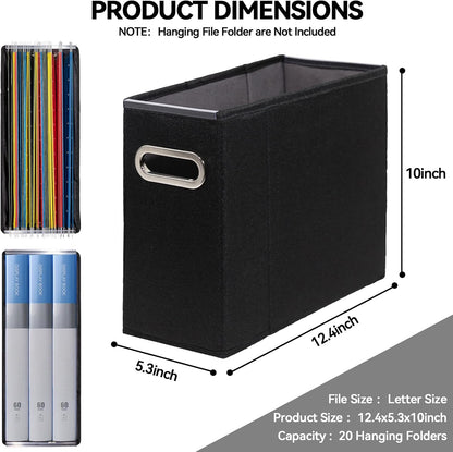 4 Packs Letter Size File Organizer, File Folders Organizer, Fabric Storage Box, Collapsible Paper Organizer with Metal Handle, Smooth PVC Rails, Only Box (Beige)