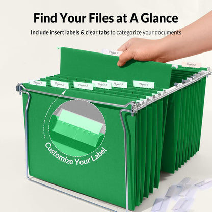 SUNEE Hanging File Folders, 25 Pack Letter Size Hanging File Folders with 1/5-Cut Tabs, Ideal for Home and Office Organization and Papers Classification,Yellow