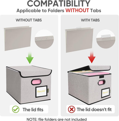 BALEINE File Organizer Box with Lid, Collapsible File Folder Organizer with Plastic Slide, Hanging File Folder Box for Office Document Storage (1 Pack, Black)
