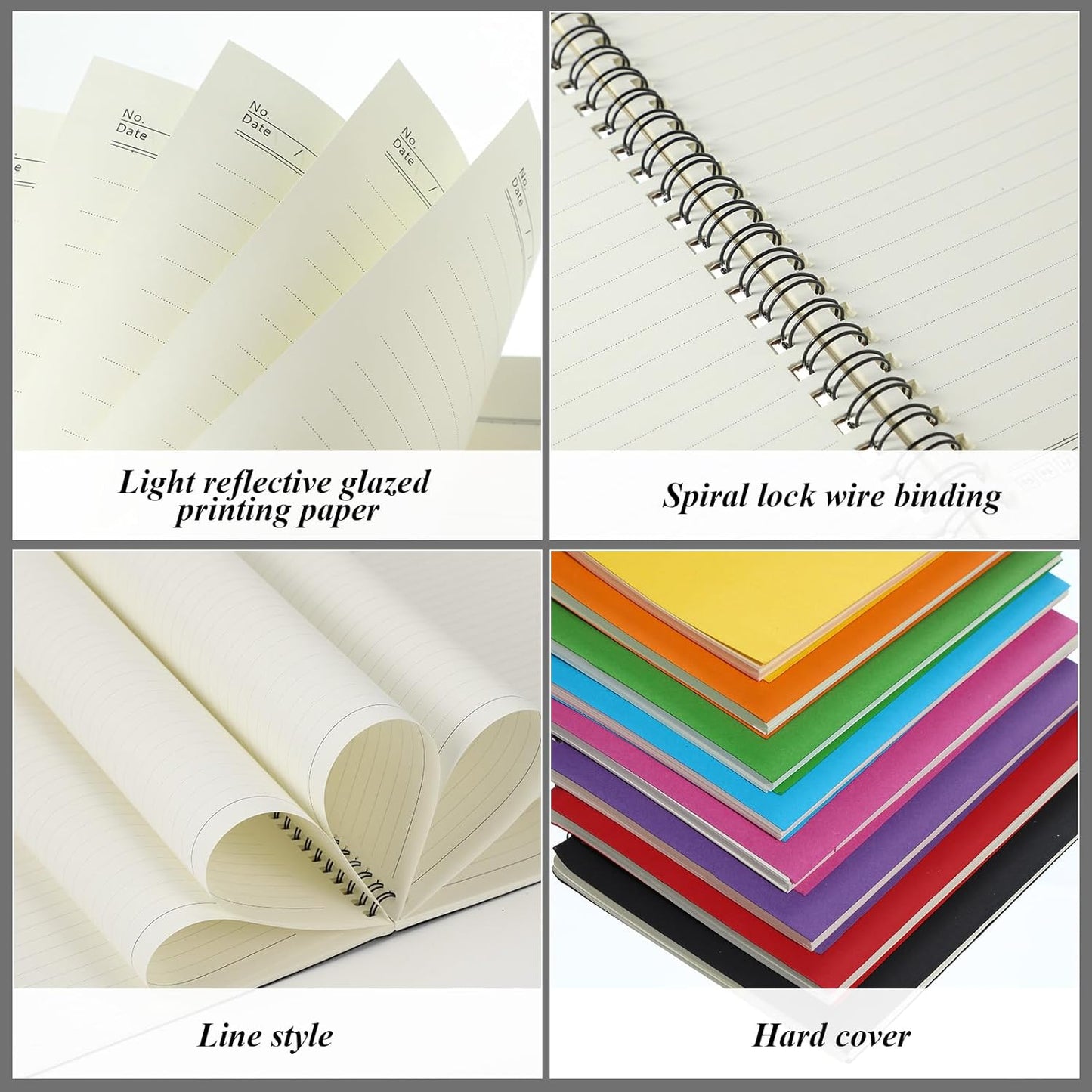 Leelosp 12 Pack Small Spiral Notebook Lined Spiral Journal College Ruled Notebook Wire Bound Kraft Cover, 120 Pages for Work (Multicolor,5.5 x 8.3 Inch)