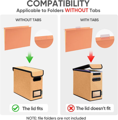BALEINE File Organizer Box with Lid, Collapsible File Folder Organizer with Plastic Slide, Hanging File Folder Box for Office Document Storage (1 Pack, Black)