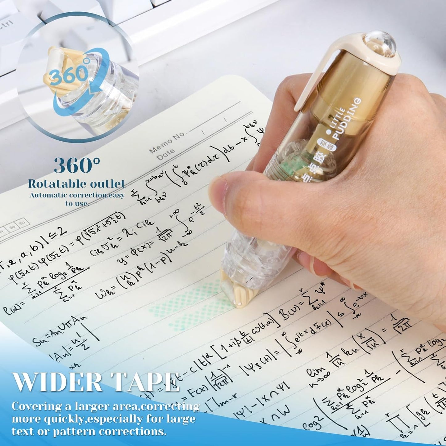 CHGANG Refillable Retractable White Out Correction Tape,3PCS Pen Shaped Whiteout Set with 360°Rotatable Tip,Easy to Use Cute Whiteout Tape for School Office Supplies