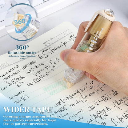 CHGANG Refillable Retractable White Out Correction Tape,3PCS Pen Shaped Whiteout Set with 360°Rotatable Tip,Easy to Use Cute Whiteout Tape for School Office Supplies