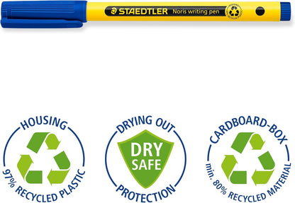 STAEDTLER 307 Noris Writing Pen - Handwriting Pens - 0.6mm Line Width - Ideal for School, Work, Office, etc (Blue)