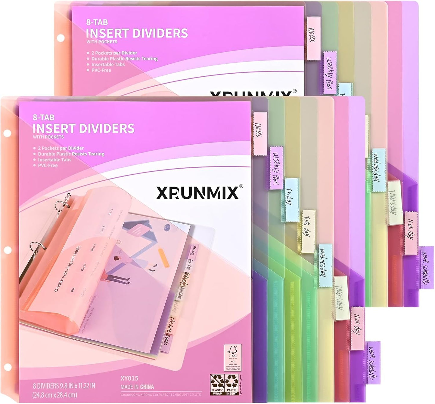 8-Tab Binder Dividers, Index Pockets for 3 Ring Binders, 8 Pastel Colors, US Letter Size (1)