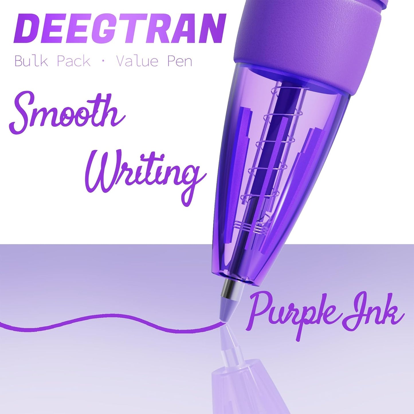 deegtran Pens Bulk, 30 Pack No Bleed Black Ink Click Pens with Soft Grip, Wholesale Retractable Ballpoint Pens for Office School, Medium Point Smooth 1.0MM