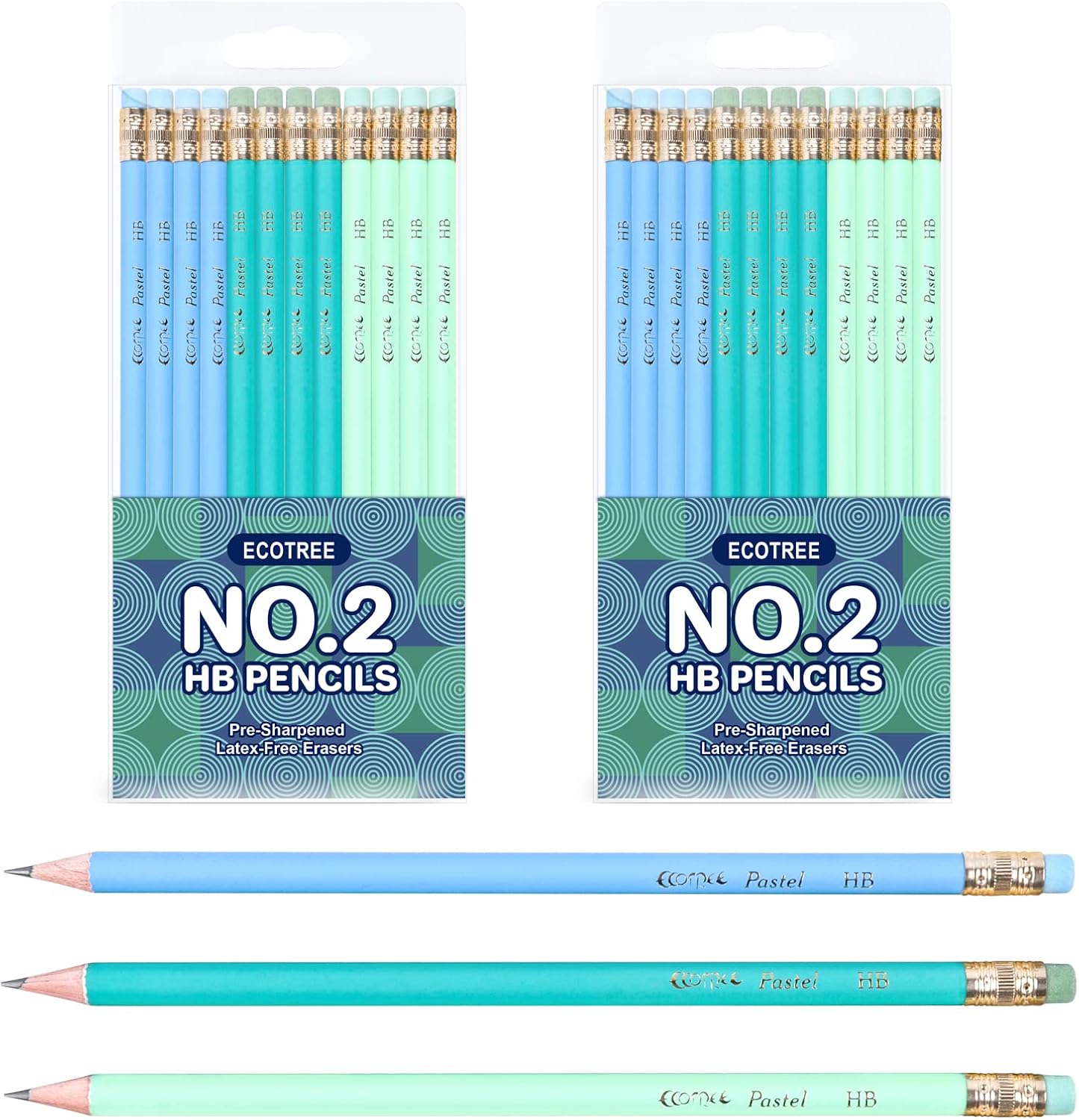 ECOTREE Pencils #2 Pre-Sharpened Pencils for Kids Number 2 Pencil with Erasers for School, Writing, 12 Count