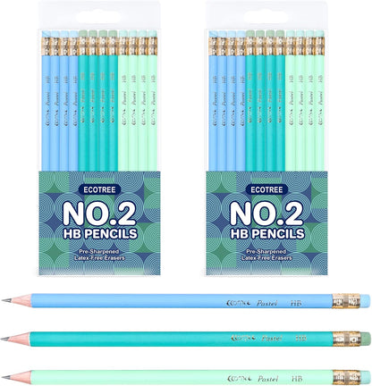 ECOTREE Pencils #2 Pre-Sharpened Pencils for Kids Number 2 Pencil with Erasers for School, Writing, 12 Count