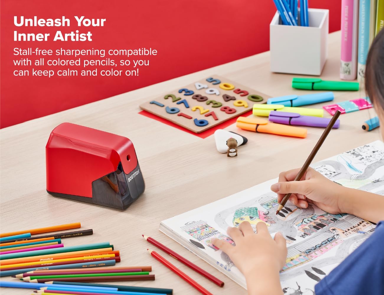 Bostitch Office Battery Pencil Sharpener, 4X Longer Cutter Life, Tip Saver Technology, Black (BPS4-BLK)